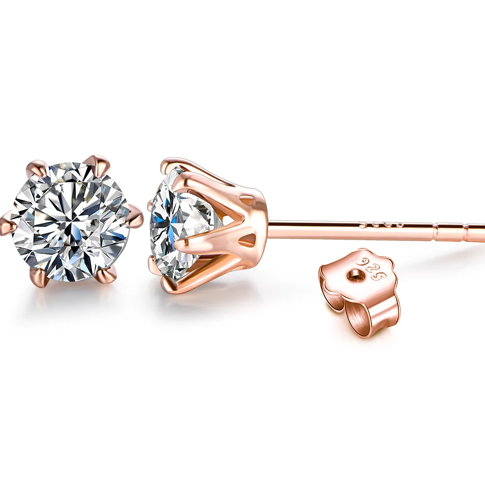 Orecchini A Bottone In Moissanite 2 Ct, Colore DF, Taglio Ideale, Placcati Oro Bianco 18kt Su Argento 925, Con Certificato, Regalo Di Lusso
