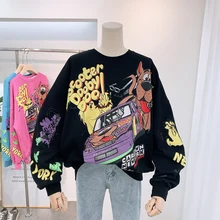 

Anime Cartoon Print Hoodie Women's Oversized Hoodeis Autumn Tops Sweatshirts Loose Korean Version Kawaii Plus Size Pullovers