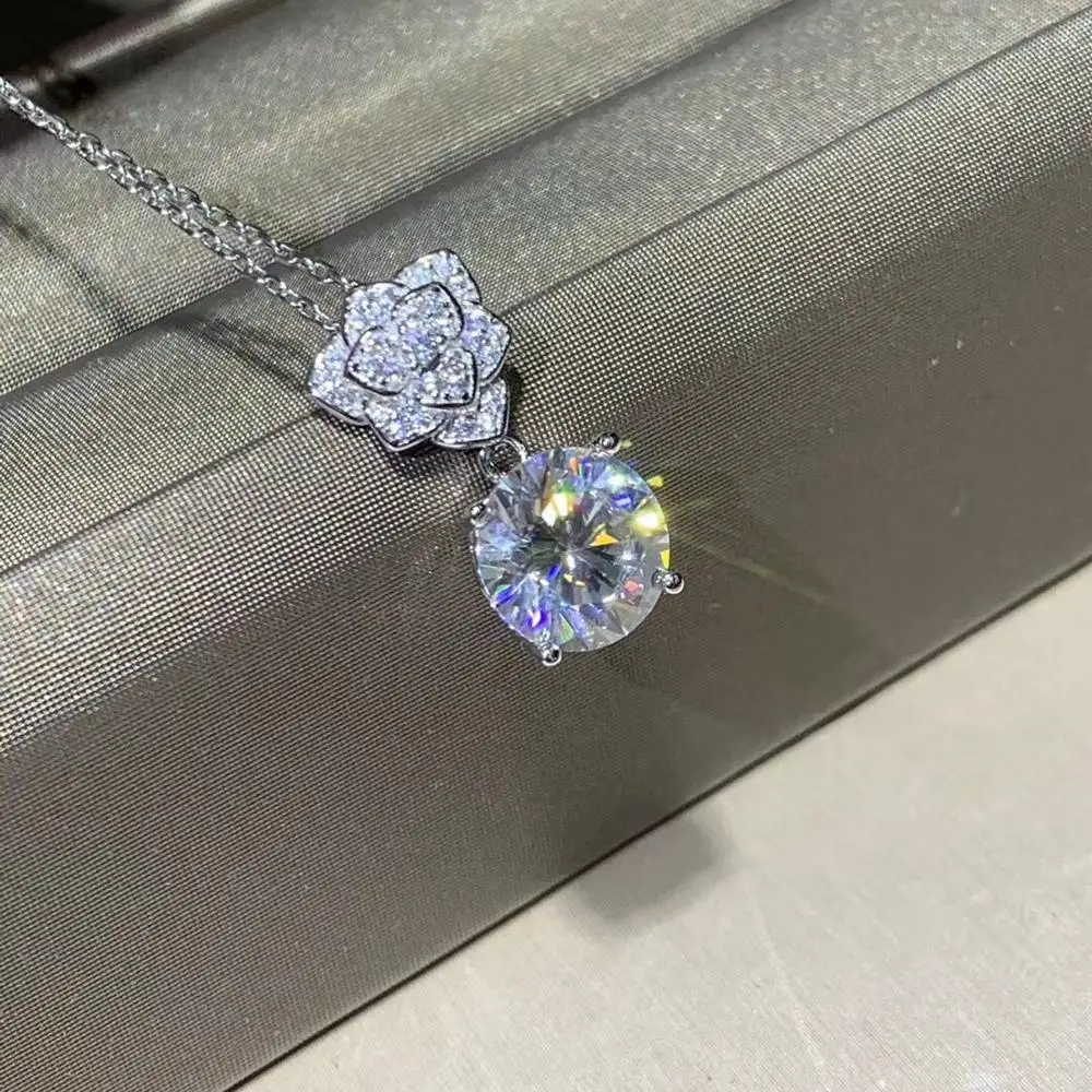 Kkmall магазин круглые серебряные Moissanite Подвески 3.00ct D VVS Роскошные Weding подвески для