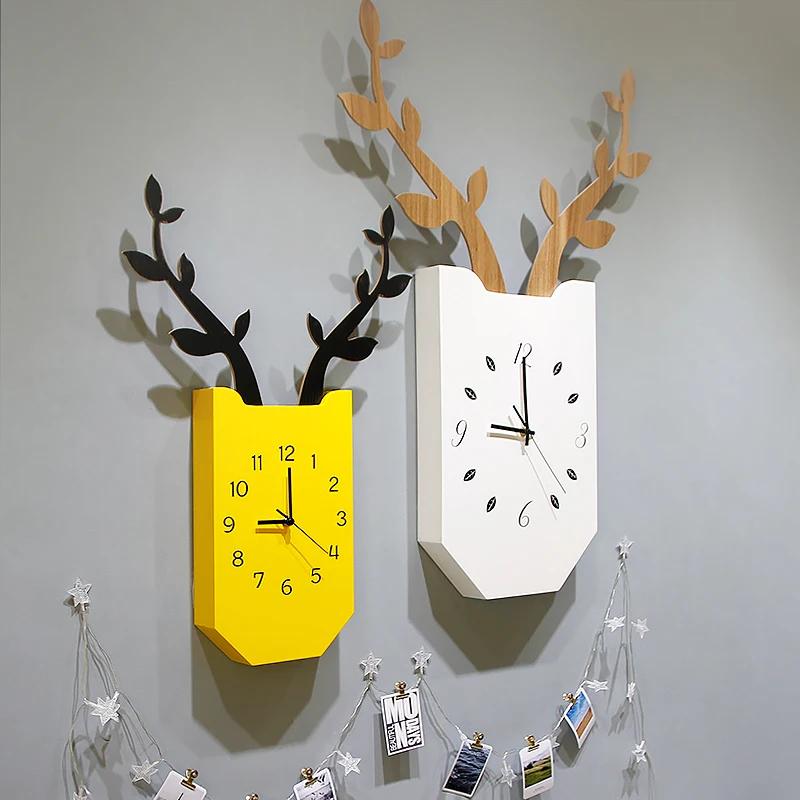 Nordic Creative Antler Wall Clock Living Room Mute Clock Personality Fashion Watch Modern Minimalist Atmosphere Home Clock