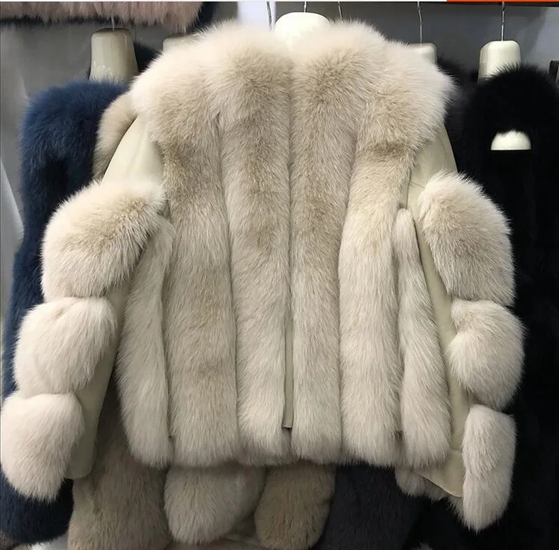 Новинка, женское роскошное пальто из лисьего меха, высокое качество, женские куртки из натурального меха, зимняя теплая меховая верхняя одежда, русская одежда, меховая куртка