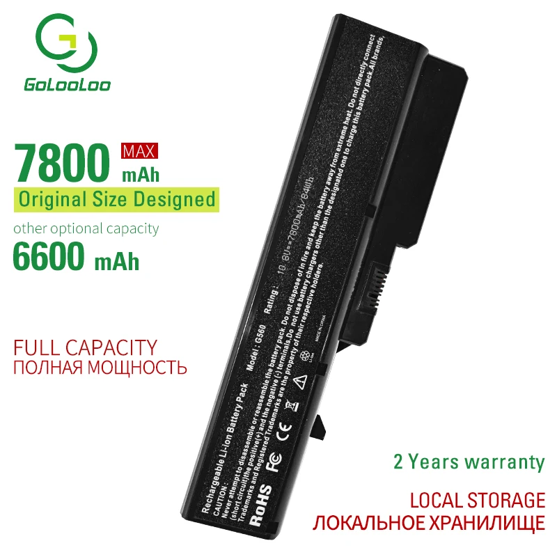 Аккумулятор Golooloo 9 ячеек для ноутбука Lenovo G460 G560 G465 E47G b570e V360A Z370 K47A Z560 L09L6Y02 L09S6Y02 L10P6F21
