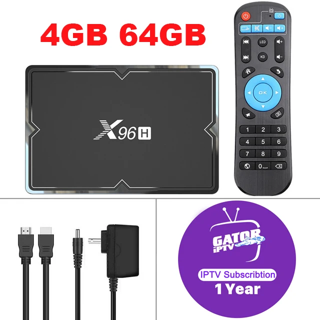 X96H Android 9,0 Smart tv BOX+ 1 год GATOR IP tv подписка 6K HD двойной WiFi медиаплеер с 6700+ прямые каналы 8000+ VOD коробки - Цвет: 4G64G-1 Year GATOR