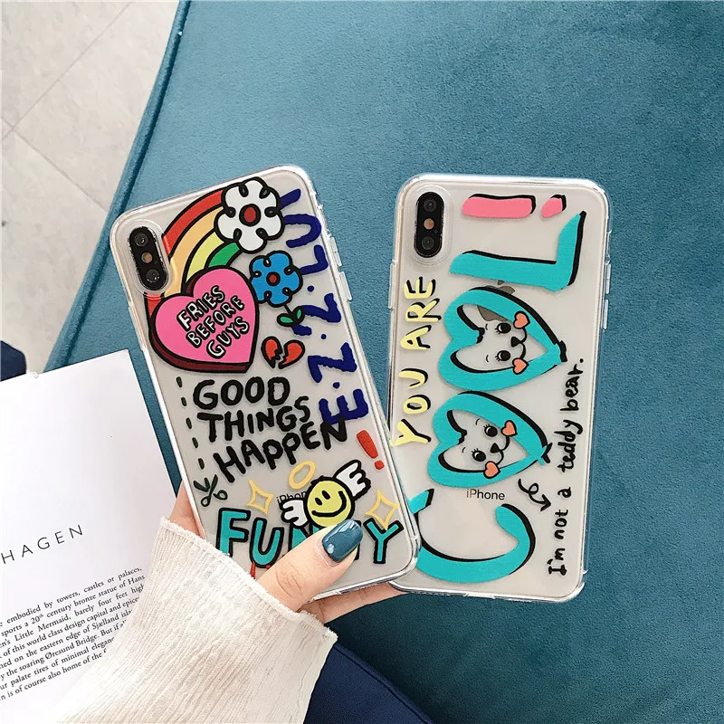 Модный крутой мультяшный чехол для телефона с граффити iphone 11 Pro max iPhone X XR XS Max 7 8 6 6s