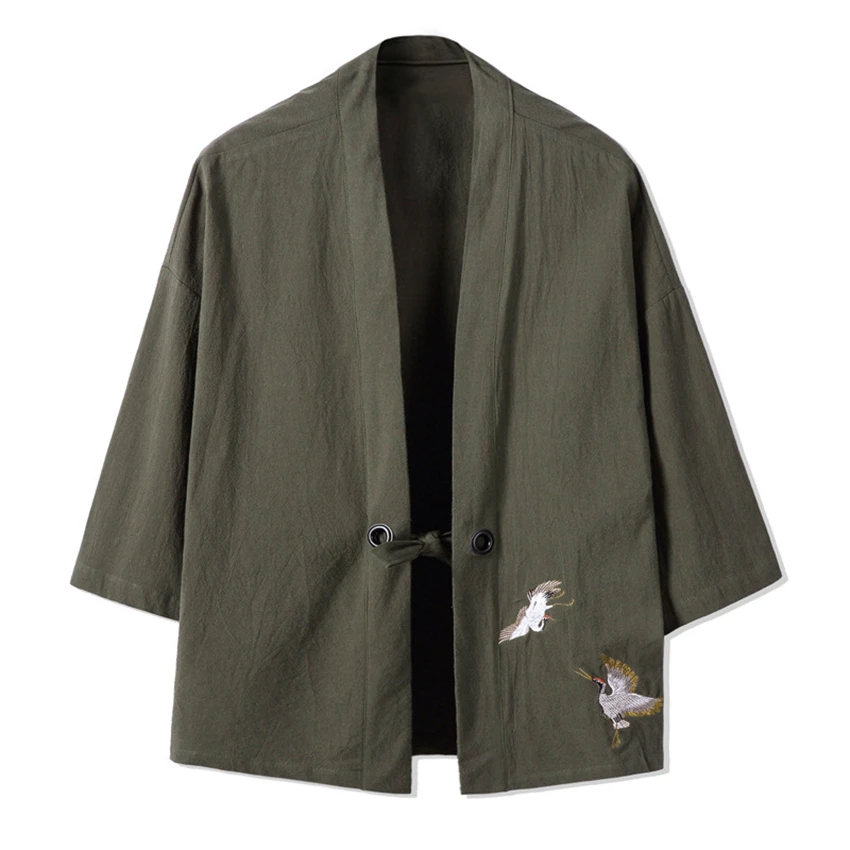 Crane Embroidery Haori Kimono Harajuku Japanese Style Plus Size Men Samurai Costume Yukata Asian Clothes Cardigan Women Jacket,japanese kimono,japanese kimono cardigan,japanese kimono shirt