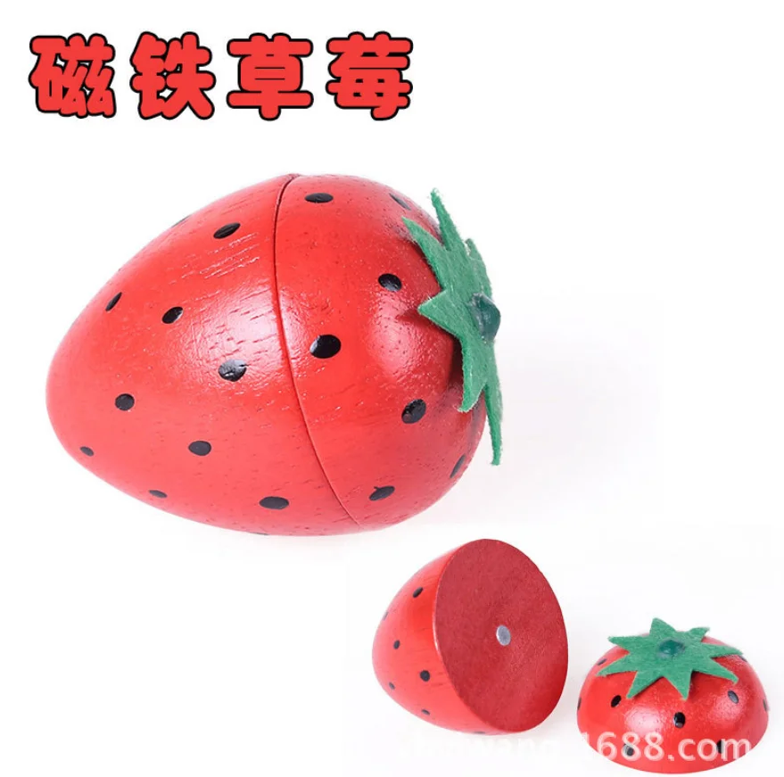 1PC Vegetable and Fruit Food Toys For Children Wooden Magnetic Kitchen Pretend Play Limitation Game Educational Toys for Girls 5