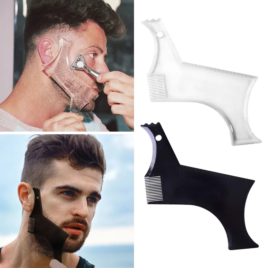 Mens Beard Shaping Ruler Facial Hair Moustache Comb Salon Barber Shaving Tool