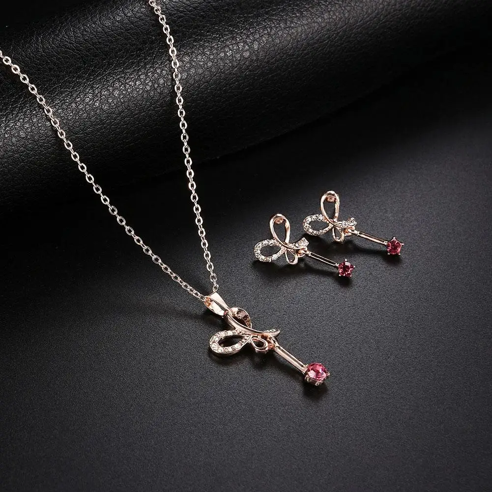 

Fashion Women Elegant Hollow Butterfly Rhinestone Earrings Necklace Party Wedding Jewelry Set New Chic