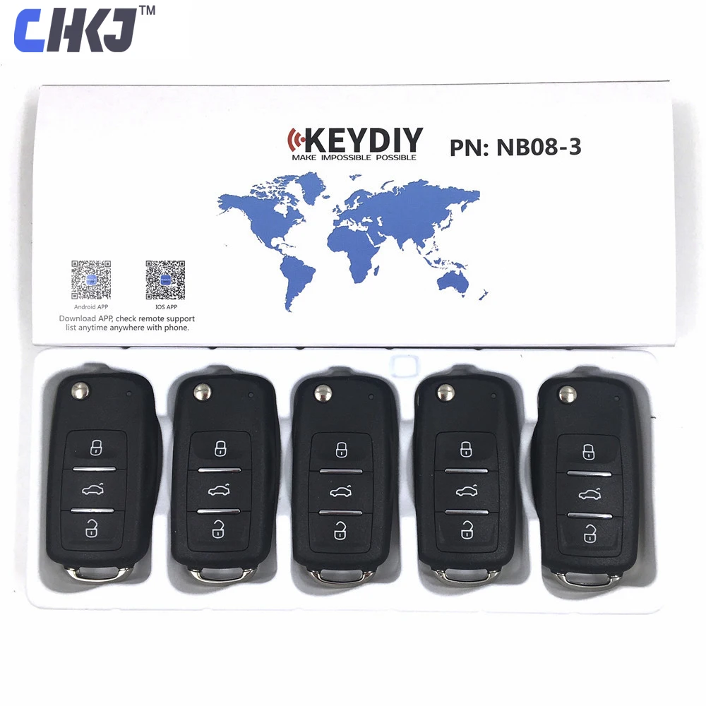 

CHKJ 5pcs/lot KEYDIY Original KD900/KD-X2 Key Programmer 3 Buttons NB08 Multi-functional KD MINI Remote Control