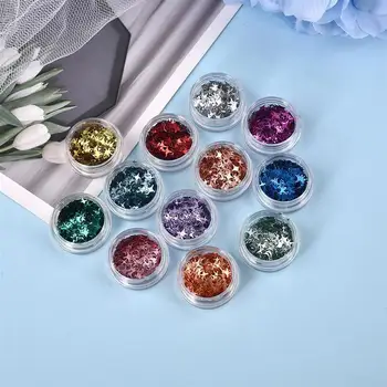 

12pcs/Pack Resin Laser Glitter Four-Pointed Star Maple Leaf Snowflake Epoxy Resin Filling Jewelry Making Nail Art Decoration