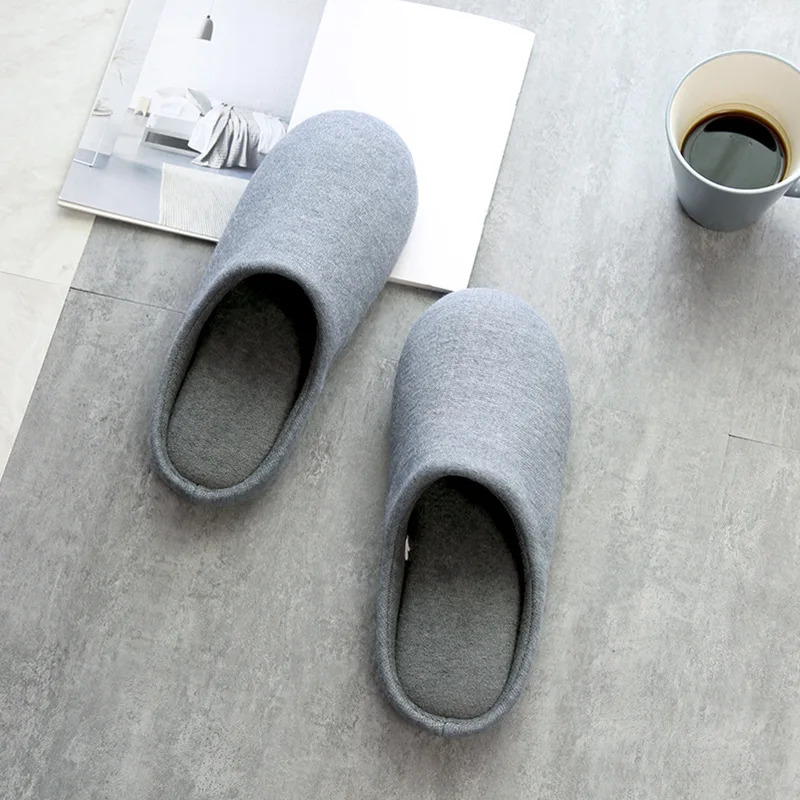 

Japanese Style Simple Comfortable Knitted Cotton Men And Women-Slipper Anti-slip Machine Washable COUPLE'S Slippers