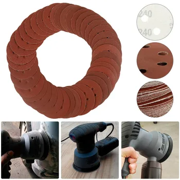 

40Pcs 125mm Sanding Discs 5 Inch Pad 8 Hole Orbital Sandpaper Hook And Loop