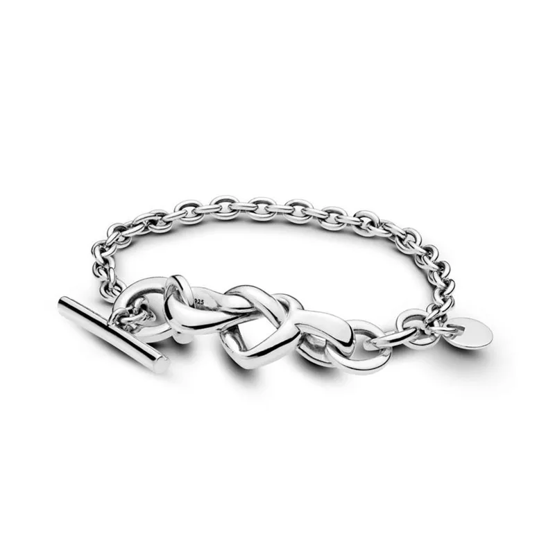 

Dropshipping 2019 New Authentic 925 Sterling Silver Knotted Hearts Pandora Bracelet Original for Women Jewelry Birthday Gift