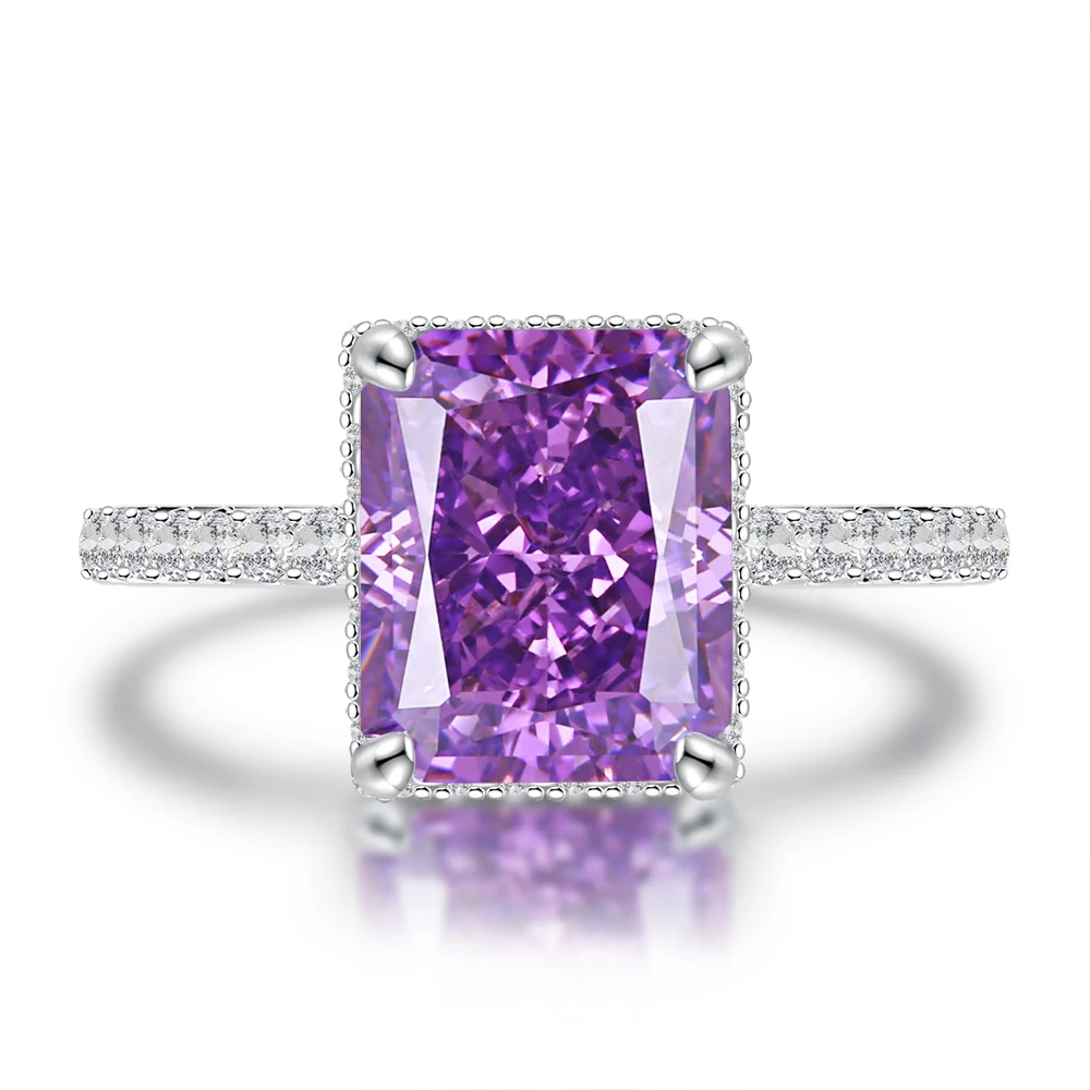 Wong Rain  만든 Moissanite Padparadscha 보석 탄생석 웨딩 약혼 반지 고급 보석 도매