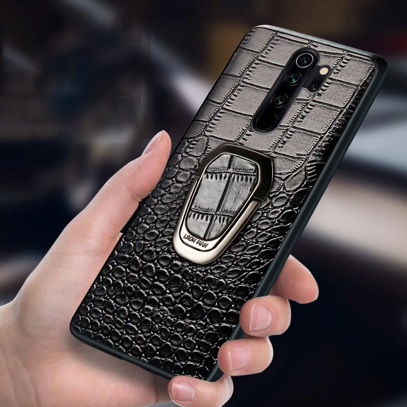 Discount Cheap 7ZpCT For Xiaomi Redmi Note 8 Case Luxury Genuine Leather Armor Car Magnetic Ring Holder Back Cover For Xiaomi Redmi Note 8 Pro Case