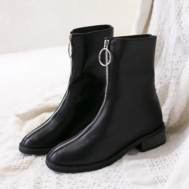 womens black flat dress boots