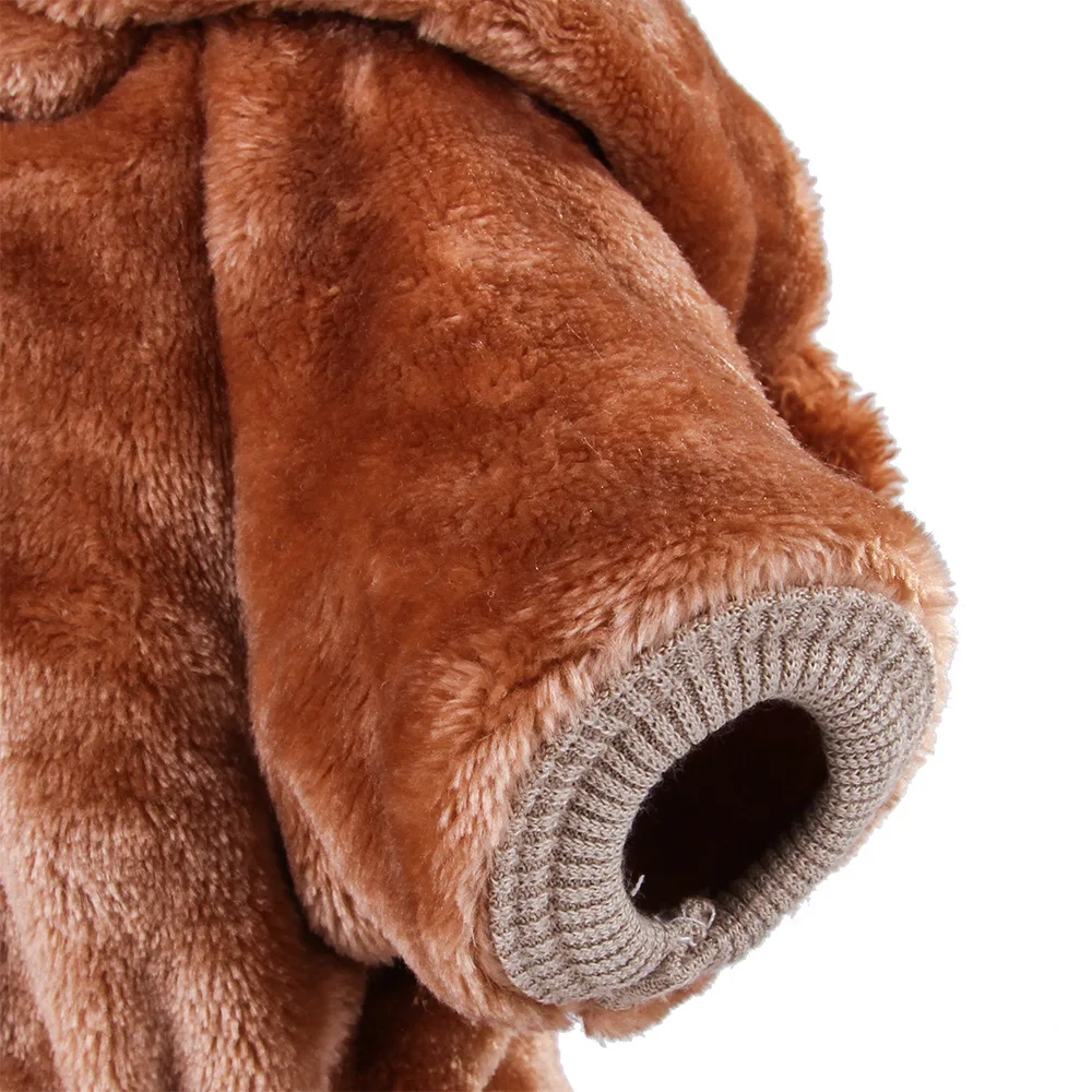 Pet Four-legs Cartoon Hoodies Autumn Winter Polar Fleece Thick Cats Dogs Clothes Brown Bear Cosplay Costume for Cats Small Dogs (11)