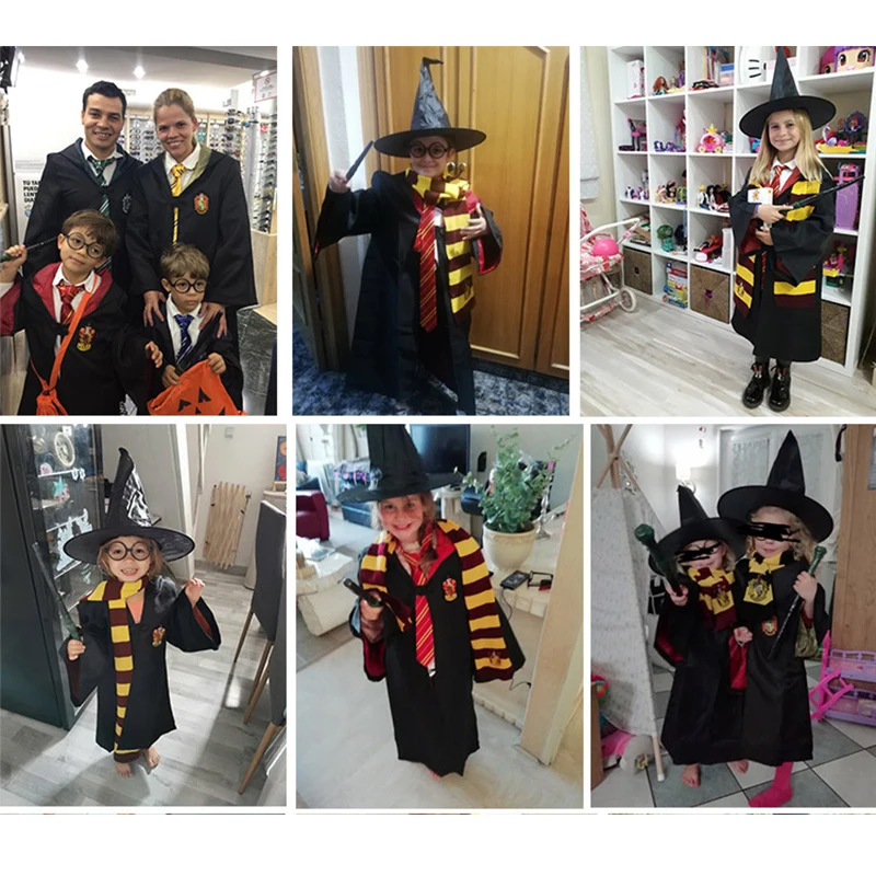 Potter Outfits Magic Robe Cape Suit Hogwarts Uniform Cosplay Ravenclaw Gryffindor Potter Cosplay Costumes Kids drop Ravenclaw Gryffindor Potter Cosplay Costumes