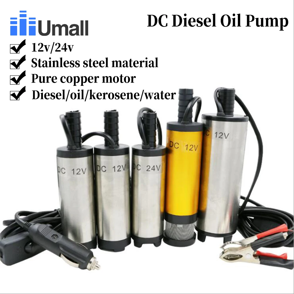 

Portable Mini 12V 24V DC Electric Submersible Pump For Pumping Diesel Oil Water Aluminum Alloy Shell 12L/min Fuel Transfer Pump