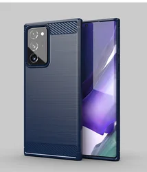 Durable Shock Absorption Soft TPU Anti-Scratch Carbon Fiber Design Back Case for Note 20 Ultra (Blue)