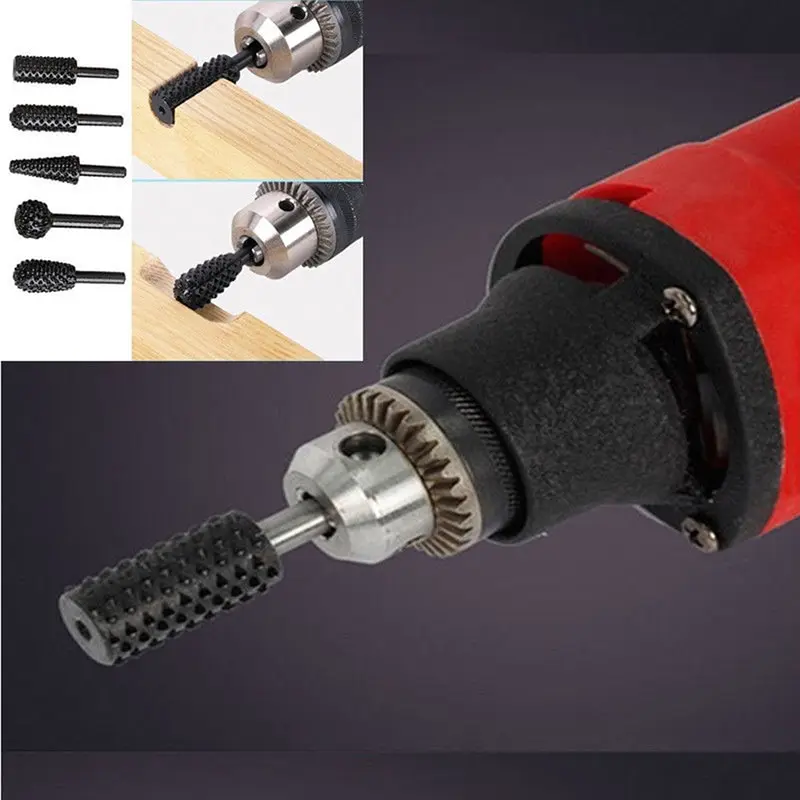 Hot 5pcs Hss Rotary Files Burr Drill Rotary Rasp Burr Electric Grinder Set 6mm 1/4" Metal Plastic Wood Drill Grinder Rasp