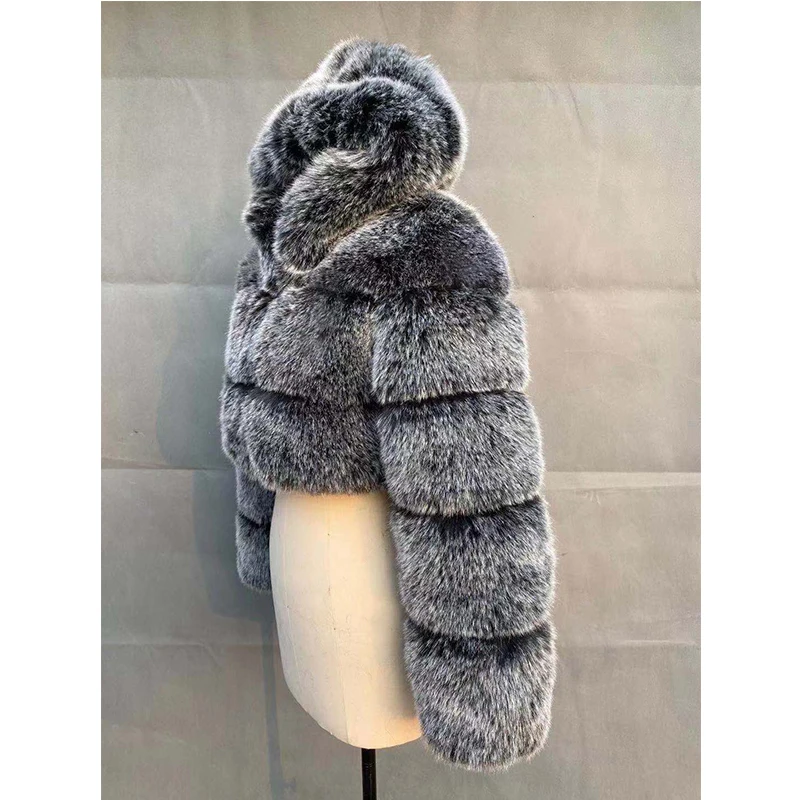 ZADORIN High Quality Furry Cropped Faux Fur Coats and Jackets Women Fluffy Top Coat with Hooded Winter Fur Jacket manteau femme 5