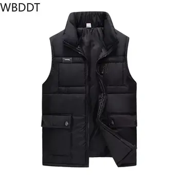 

WBDDT Vest Men Autumn Winter Jackets Thick Waistcoat Cotton Vests Man Sleeveless Windbreak Male Loose Black Warm drops