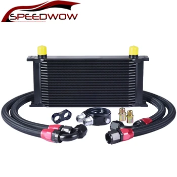 

19 Row 10AN Universal Engine Transmis​sion Oil Cooler Kit+Oil Filter Adaptor+Nylon Stainless Steel Braided Oil Hose Fittings Kit
