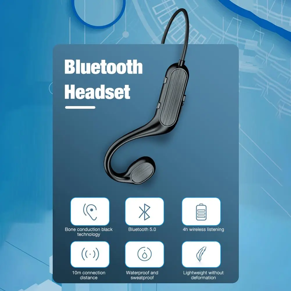 Bone Conduction Headphones Bluetooth Wireless Sports Earphone Headset Stereo Hands free With Microphone For Running