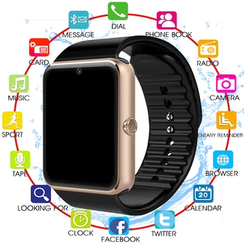 

FXM New Bluetooth Smart Clock Men GT08 With Touchscreen Large Battery Support TF Sim Map Camera For IOS iPhone Android phone PK