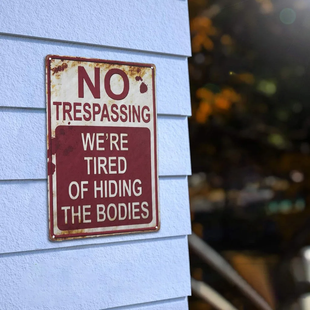 1PC Wall sign No Trespassing Retro Metal Sign Flag Plaque Bar Club Cafe Garage Wall Decorations Art Iron sign decoration