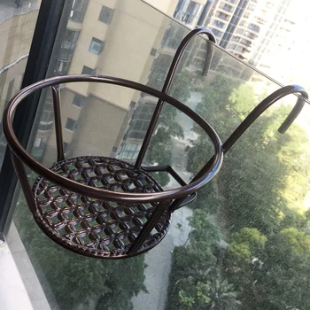 

1PC Bonsai Hanging Basket Flowerpot Holder Iron Art Handrail Stand Flowerpot Bracket for Home Office (Bronze)