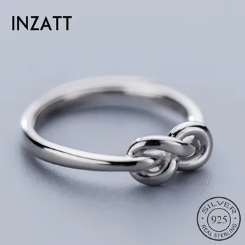 

INZATT Real 925 Sterling Silver Geometric Knot Opening Ring For Women Party Vintage Fine Jewelry Minimalist Accessories 2019