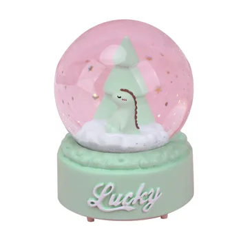 

Cartoon Dinosaur Snow Globe Crystal Ball Ornament Built-in Light Christmas Decoration For Home Home Decoration Accssories