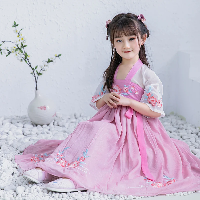 Детские длинные платья Hanfu для девочек, одежда для детей, платье для выступлений в древнем стиле, платье для костюмированной вечеринки для детей 2, 3, 4, 5, 6, 7, 8, 9, 10, 11, 12 лет
