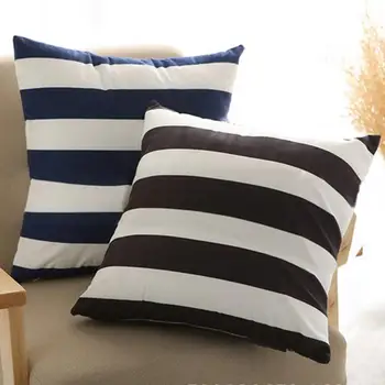 

17.7" Simple Black White Stripes Pillowcase Short Plush Square Sofa Home Office Guestroom Bedroom Decoration Cushion Cover