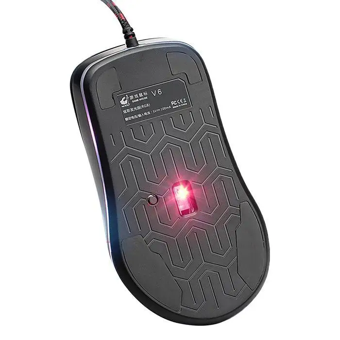Эргономичный цветной светодиодный игровой мышь с регулируемым черным USB dpi
