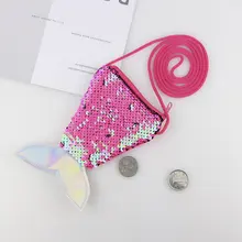 Сумка через плечо с рыбьим хвостом для девочек; Повседневная сумка на плечо с пайетками Для монет; SSA-19ING