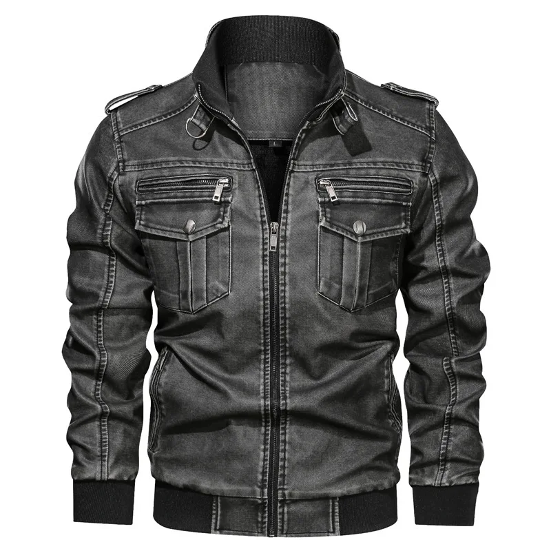 Mens Jacket 2020 Winter New Arrivals Men's Casual Washed Motorcycle Jacket Coat Men Vintage PU Jacket Outerwear Male Clothes 6XL