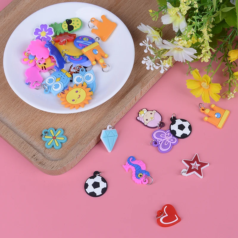 30Pcs DIY Colorful Loom Rubber Band Bracelet Jewelry Making Beads Toy  Colorful Animal Flower Beads Pendants  Random Style
