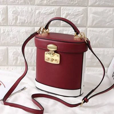 Unua amo, Брендовая женская сумка-мешок, роскошная натуральная кожа, мини сумки, контрастный цвет, дизайн, женские сумки через плечо - Цвет: Burgundy