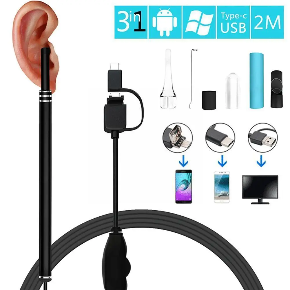 Mini Clean Ear Endoscope Camera For Smartphone Android Borescope Mobile Otoscope Probe Micro Endoscopic Us A2m2 | Безопасность и