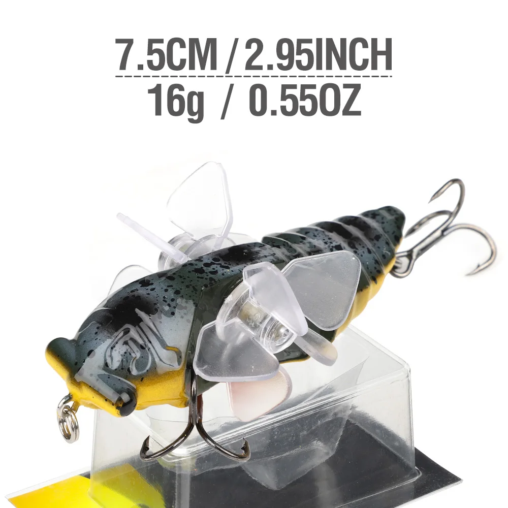 DONQL 1 шт. насекомое Цикада приманка для рыбы 7,5 см 16 г кренкбейт вращается пропеллер приманка для карповых плавающая верхушка жесткие приманки - Цвет: Model 8