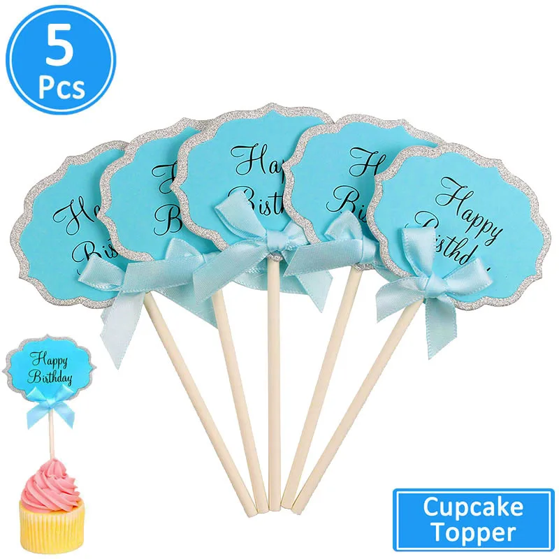 5pcs blue topper Первый день рождения мальчик вечерние голубые серебряные конфетти воздушные Шары Баннер 1-й декорации с днем рождения ребенок мой 1 год Декор ко дню рождения - Цвет: 5pcs blue topper