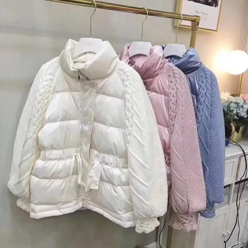Женские зимние куртки, новые модные женские пуховики, короткие пальто, свитер с рукавом, белый утиный пух, теплые парки, пальто
