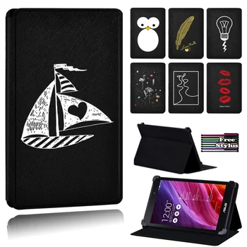 

For Asus Memo Pad 7/Memo Pad HD 7 ME173X ME173/Pad 10 ME102A ME103K/Pad 8 Me181C Simple Pattern Leather Flip Tablet Case + Pen