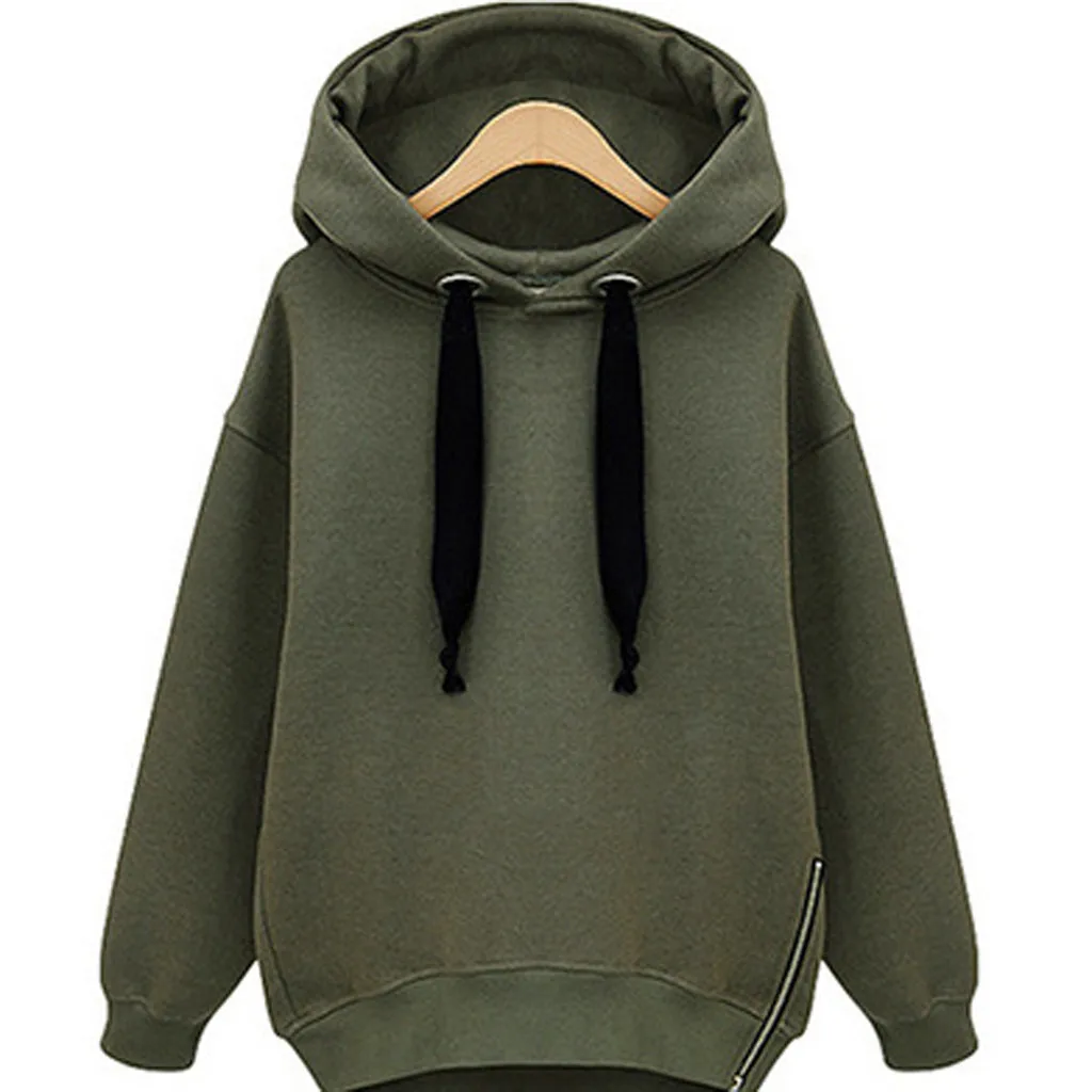 Army Green Толстовка в европейском и американском стиле, свободная, с длинными рукавами, с капюшоном, плотная, Длинная толстовка, негабаритная толстовка, sudaderas para mujer - Цвет: Army Green