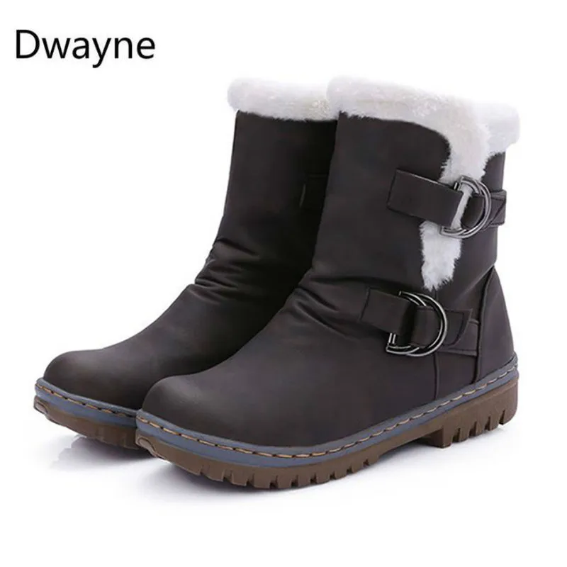 Ceny Modne buty zimowe damskie śniegowe buty płaskie obcasy zimowe buty ciepłe futrzane buty połowy łydki wiosna jesień obuwie damskie Plus rozmiar 34 47