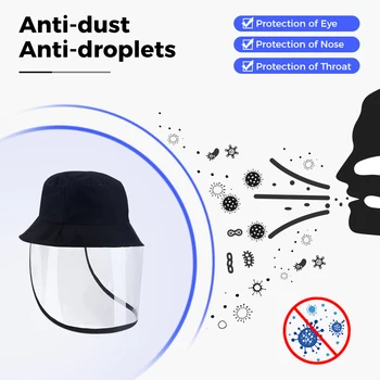 

2 In 1 Anti-spitting Anti-fog Windproof Protective Cap With Face Shield Fisherman Hat TPU Material 270° Protection