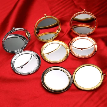 

Portable Makeup Mirror 70mm Folding Mirrors Solid Color Metal Round Double-Side Pop-Up Pocket Mirror Tools Cosmetic Beauty